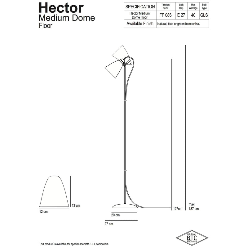 Original BTC Hector Medium Dome floor lamp (British brand)