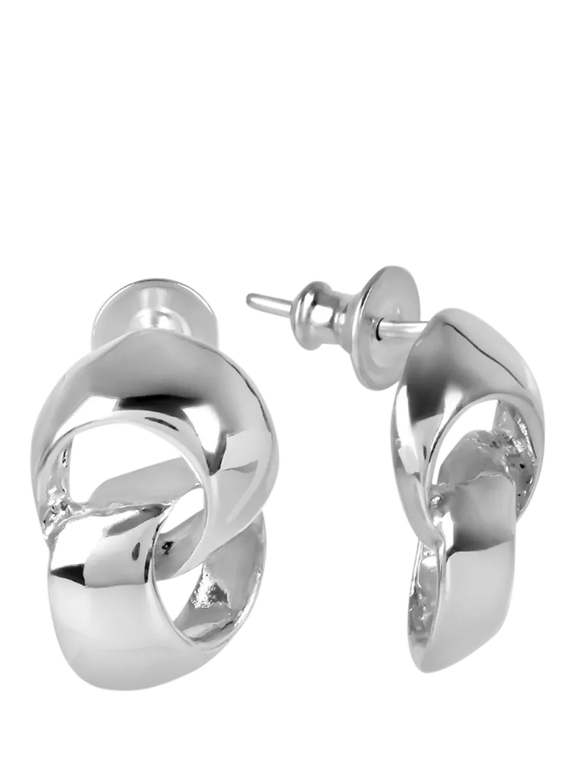 Andea double loop stud earrings silver, imported from the UK