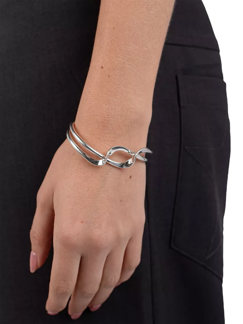 Andea sterling silver double twist half bangle - British product