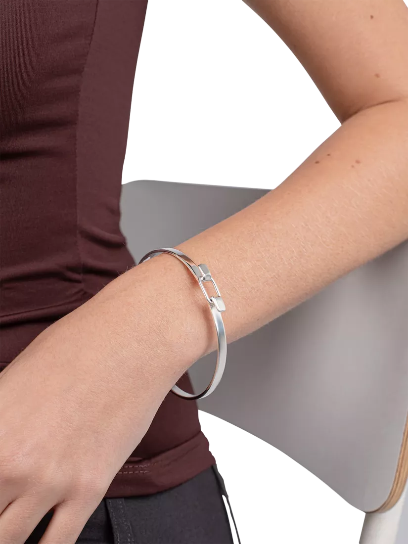 Andea sterling silver square edge belt bangle, imported from the UK