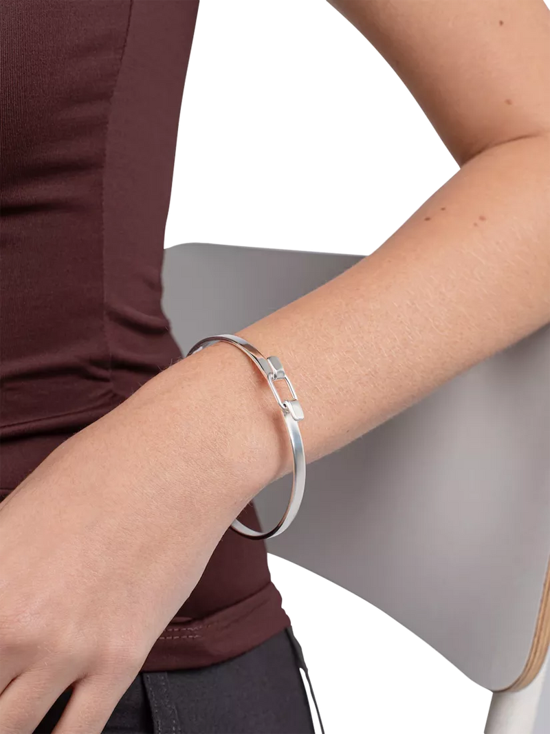 Andea sterling silver square edge belt bangle, imported from the UK