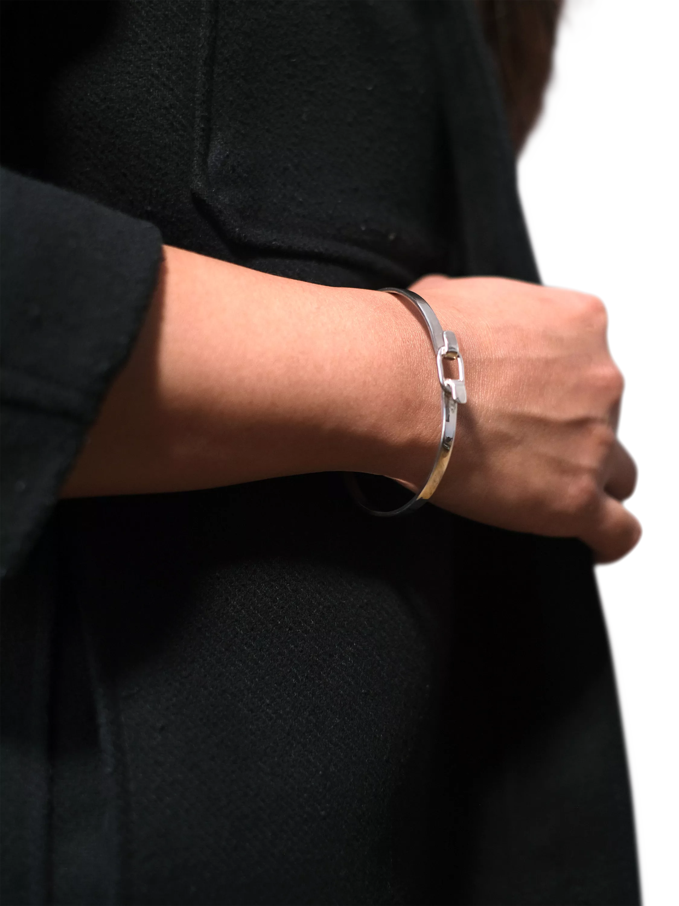 Andea sterling silver square edge belt bangle, imported from the UK