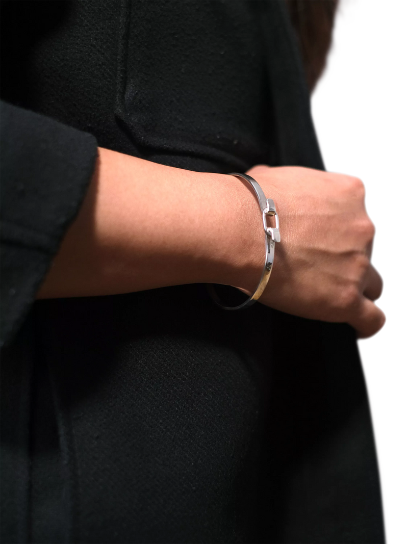 Andea sterling silver square edge belt bangle, imported from the UK