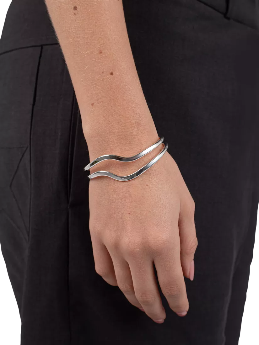 Andea sterling silver double wave half bangle - British product