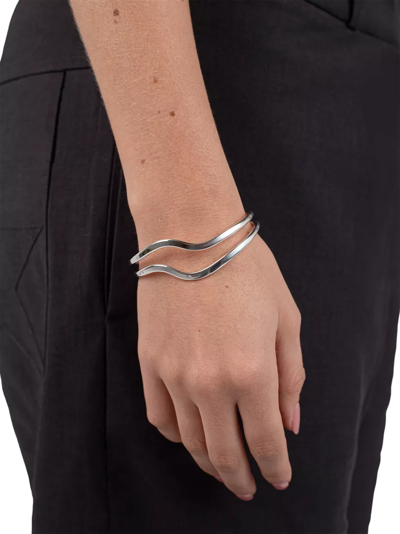 Andea sterling silver double wave half bangle - British product