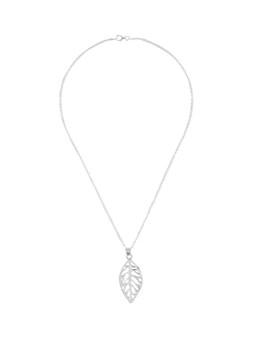 Andea leaf pendant necklace silver, imported from the UK
