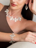 Andea leaf drop earrings silver in gift box - British product