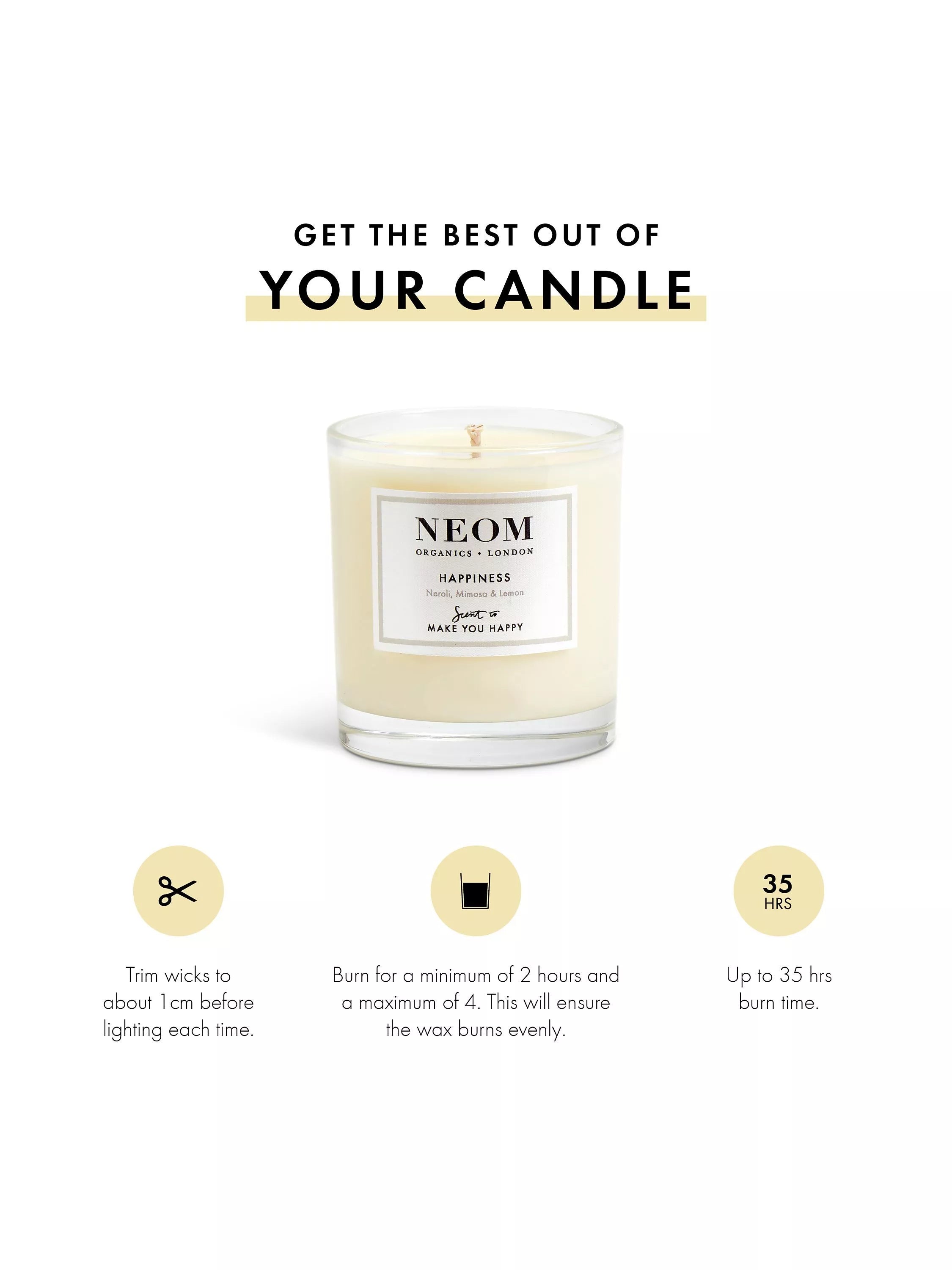 NEOM Wellbeing London Happiness scented candle 185g - British product