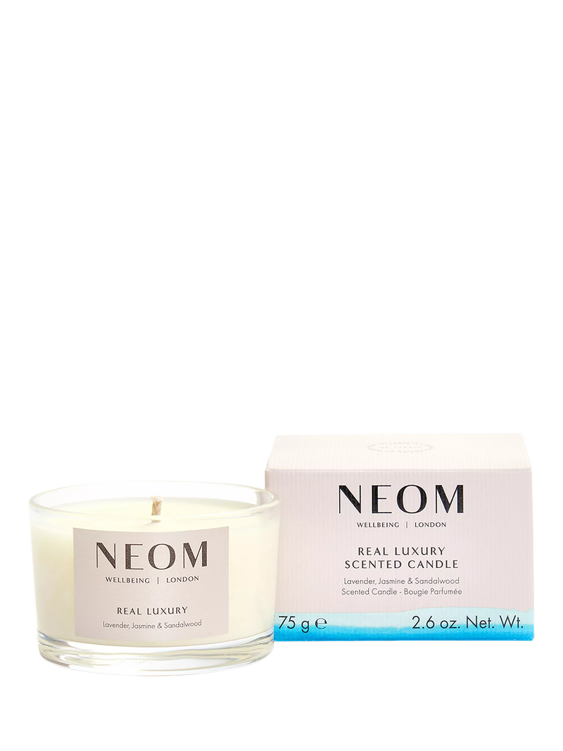 NEOM Real Luxury Travel Scented Candle, imported from the UK