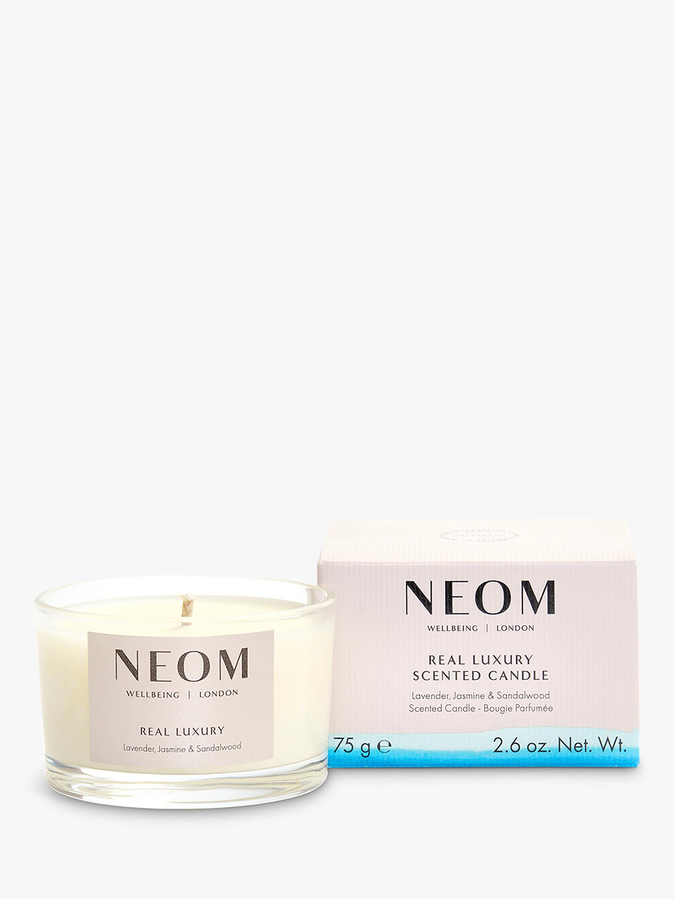 NEOM Real Luxury Travel Scented Candle, imported from the UK