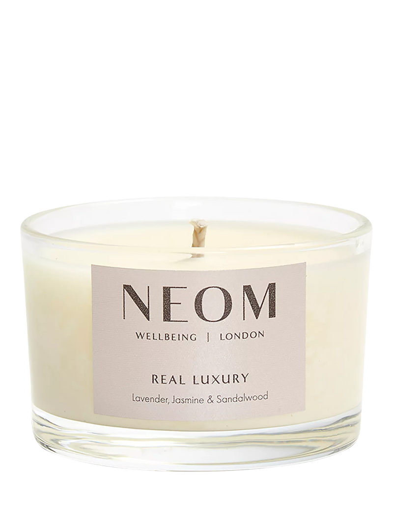 NEOM Real Luxury Travel Scented Candle, imported from the UK