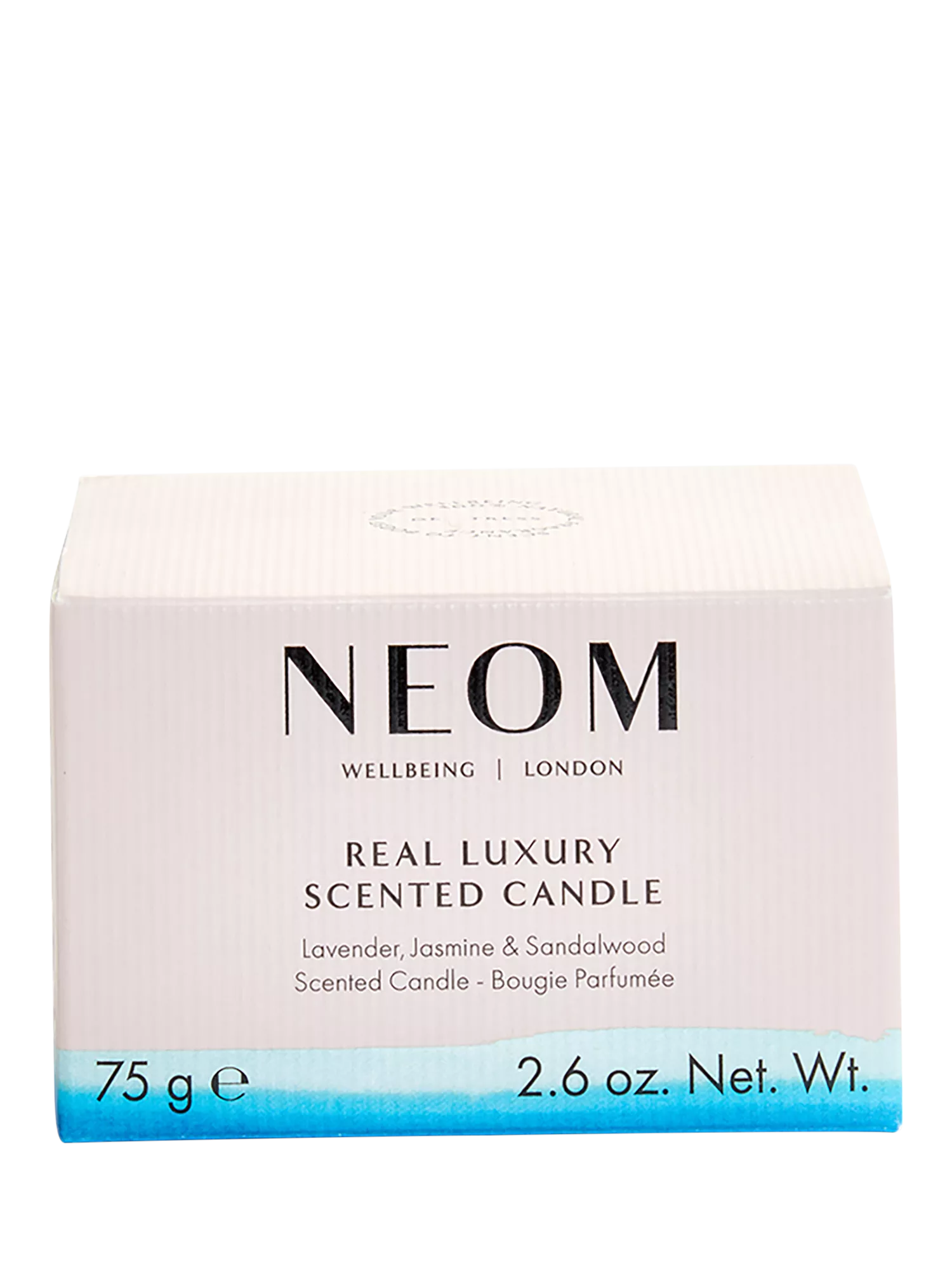 NEOM Real Luxury Travel Scented Candle, imported from the UK
