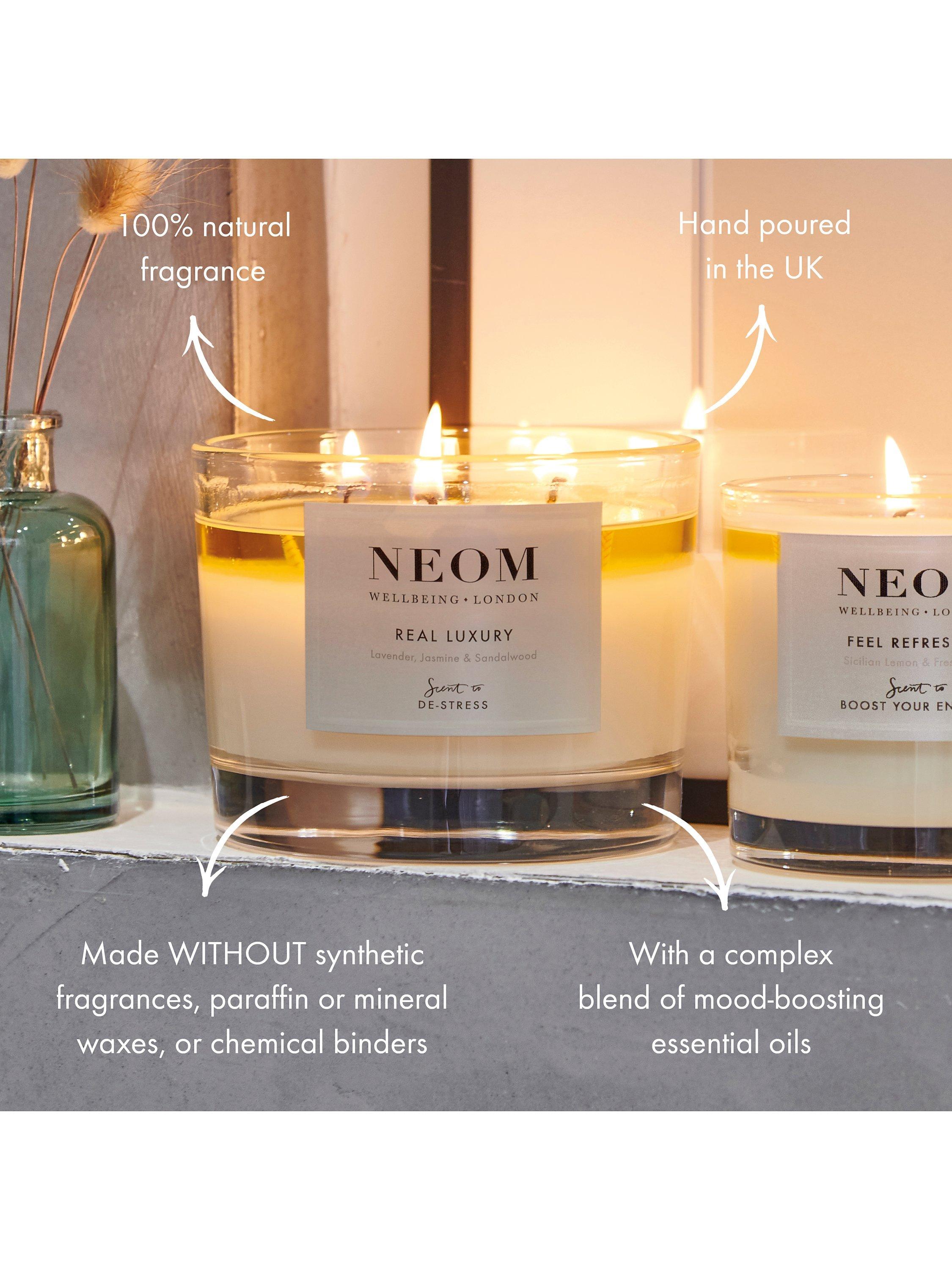 NEOM Real Luxury Travel Scented Candle, imported from the UK