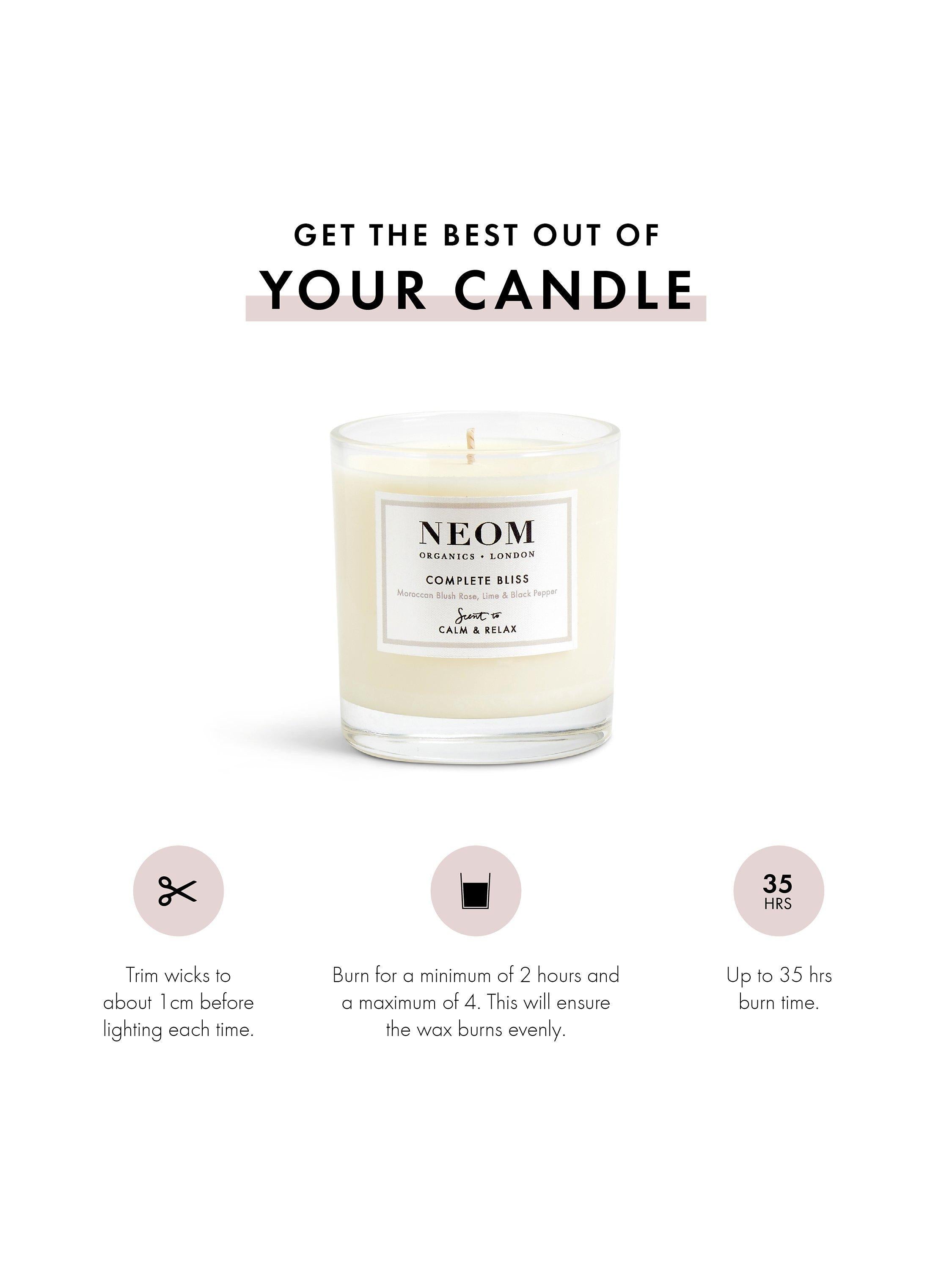 NEOM Complete Bliss scented candle, imported from the UK