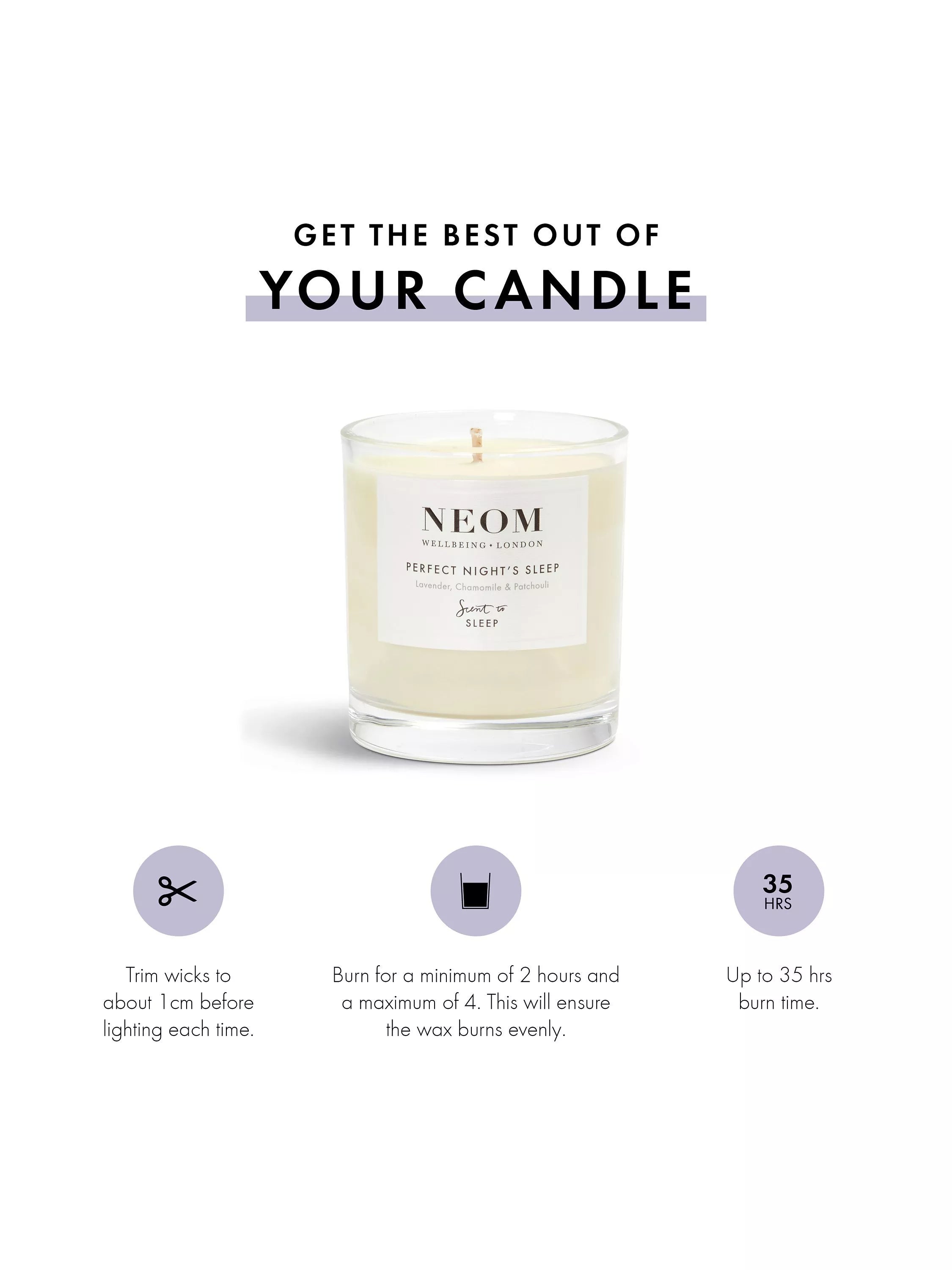 NEOM Perfect Night's Sleep scented candle, imported from the UK