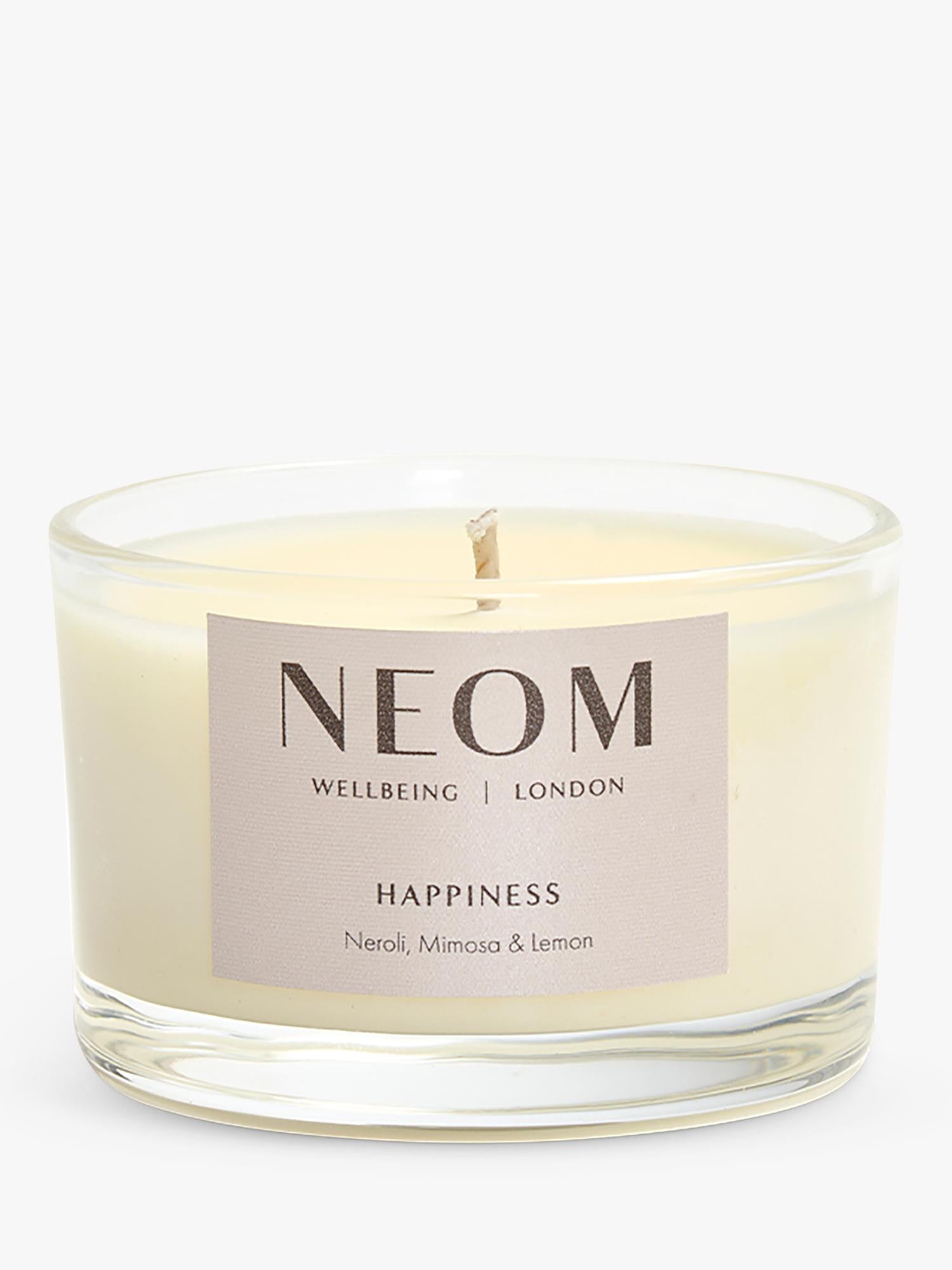 NEOM Wellbeing London Happiness travel scented candle 225g - British product