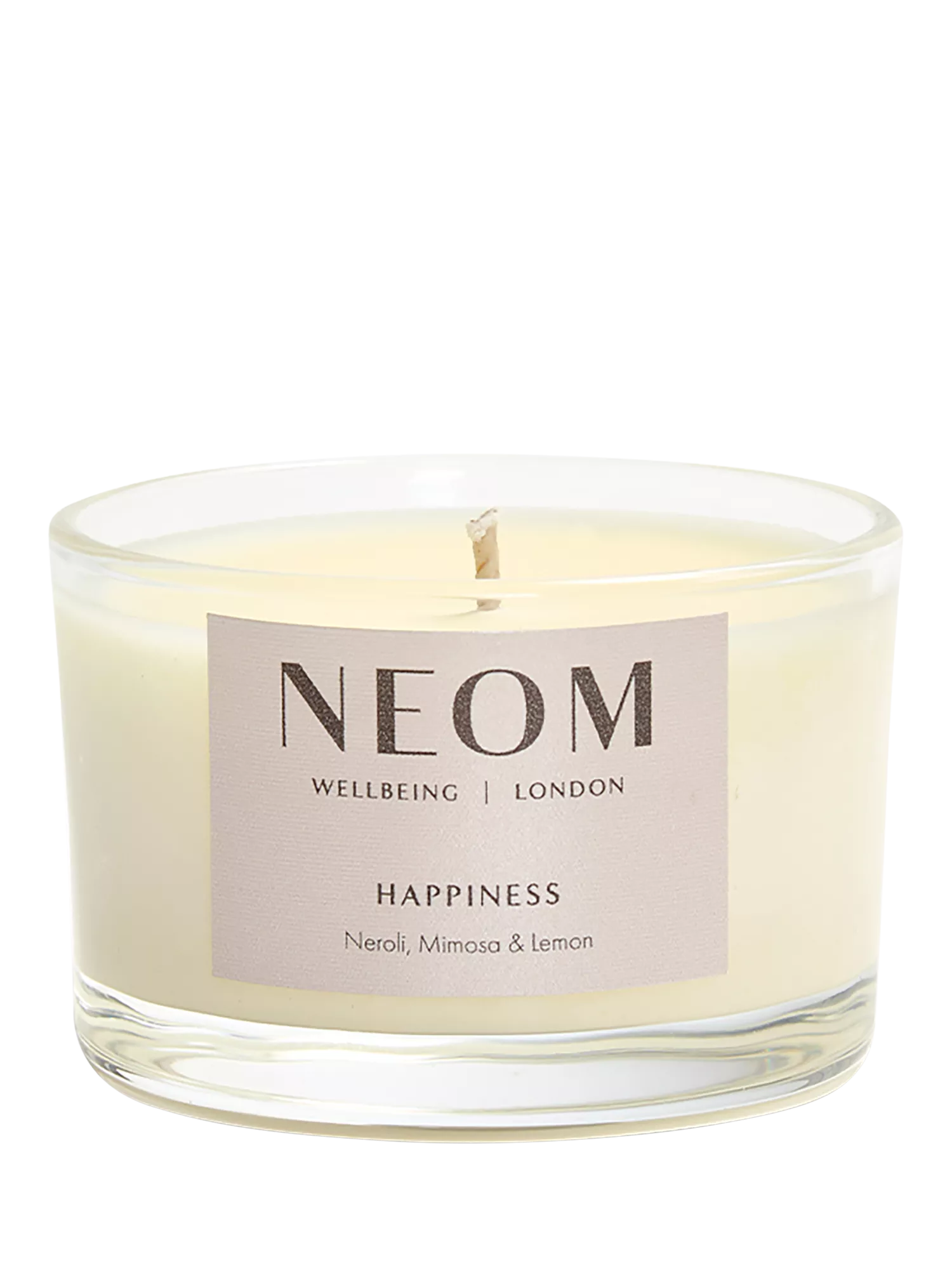 NEOM Wellbeing London Happiness travel scented candle 225g - British product