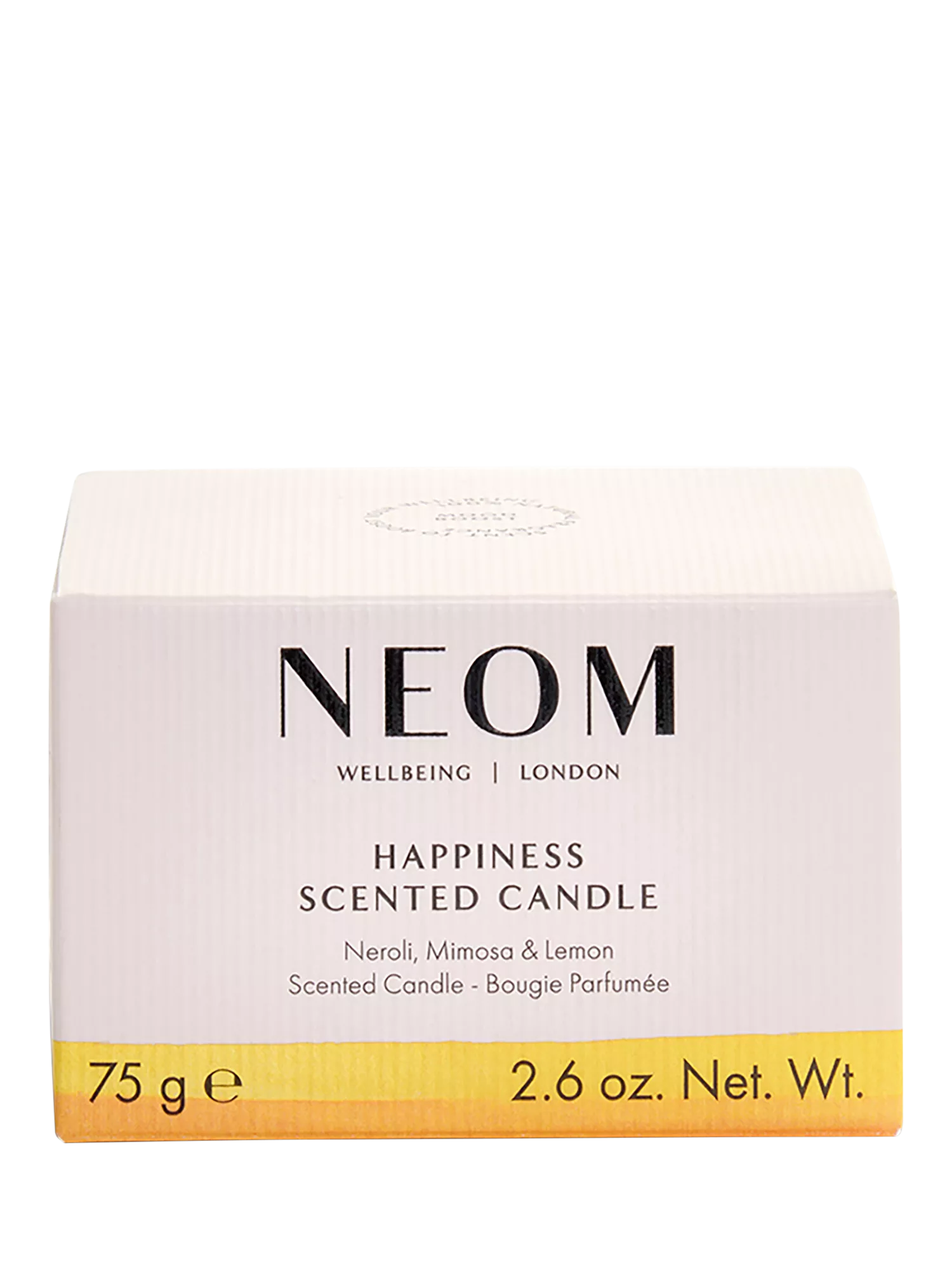 NEOM Wellbeing London Happiness travel scented candle 225g - British product