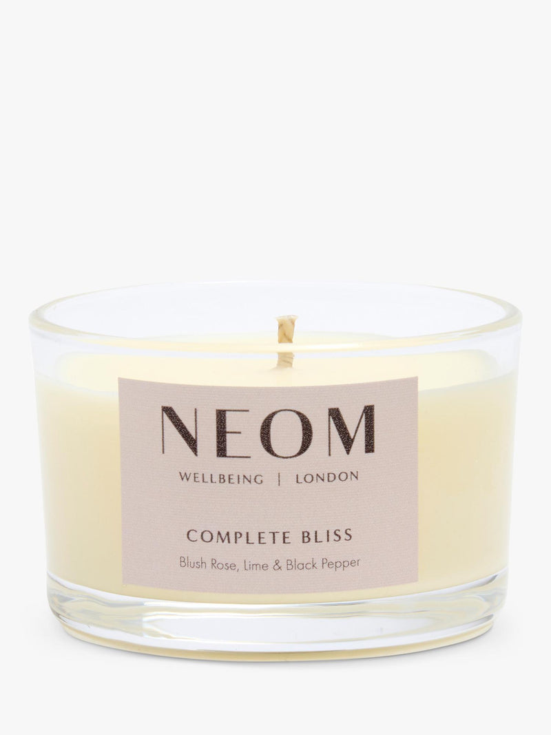 NEOM Complete Bliss Travel Scented Candle, imported from the UK