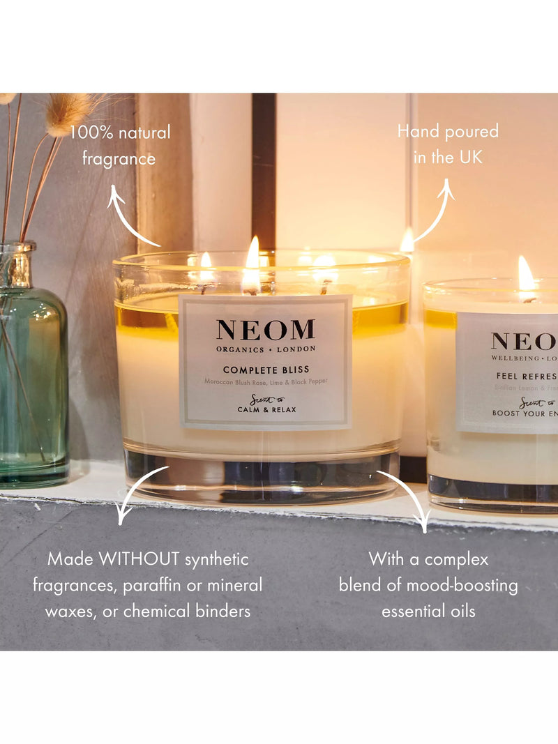 NEOM Complete Bliss Travel Scented Candle, imported from the UK