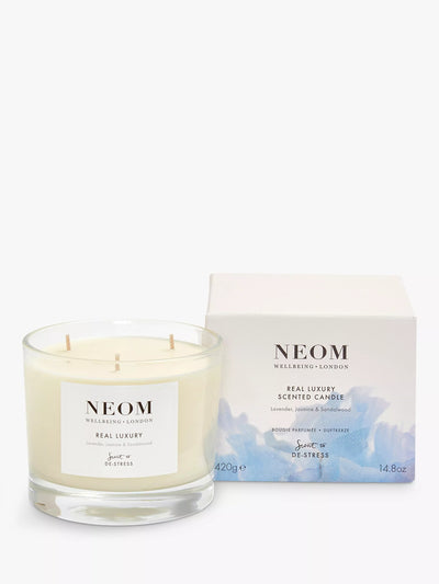 John Lewis NEOM Wellbeing London Real Luxury 3 Wick Scented Candle 420g- Buy online at McGrocer