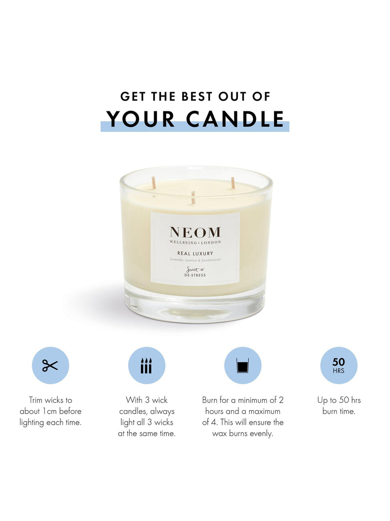 NEOM Wellbeing London Real Luxury 3-wick scented candle 420g, UK version