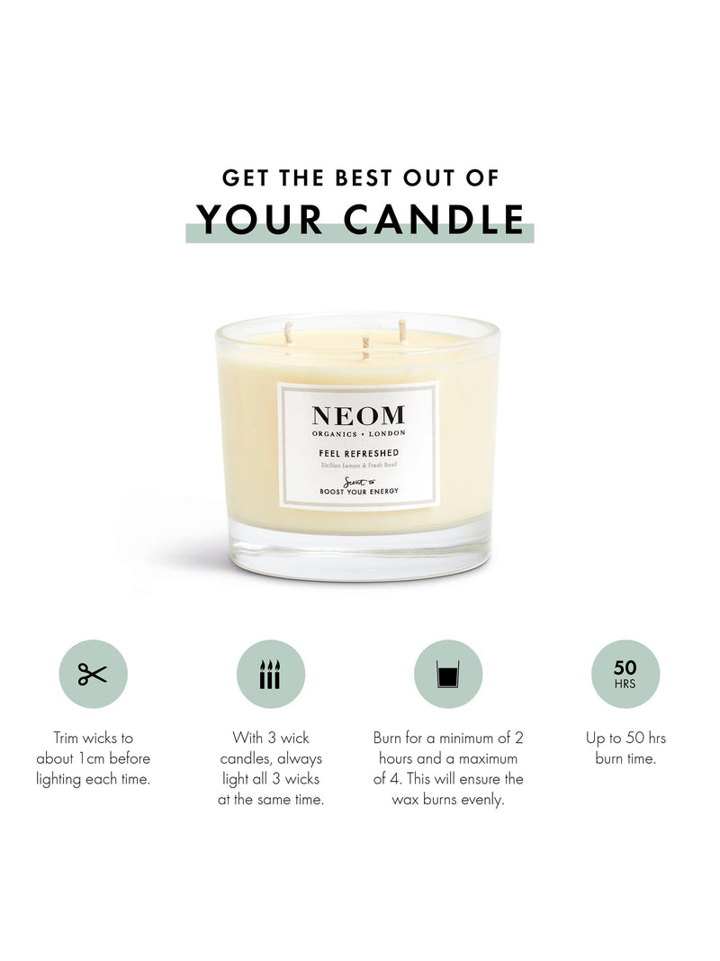 NEOM Wellbeing London Feel Refreshed 3 wick scented candle - British product