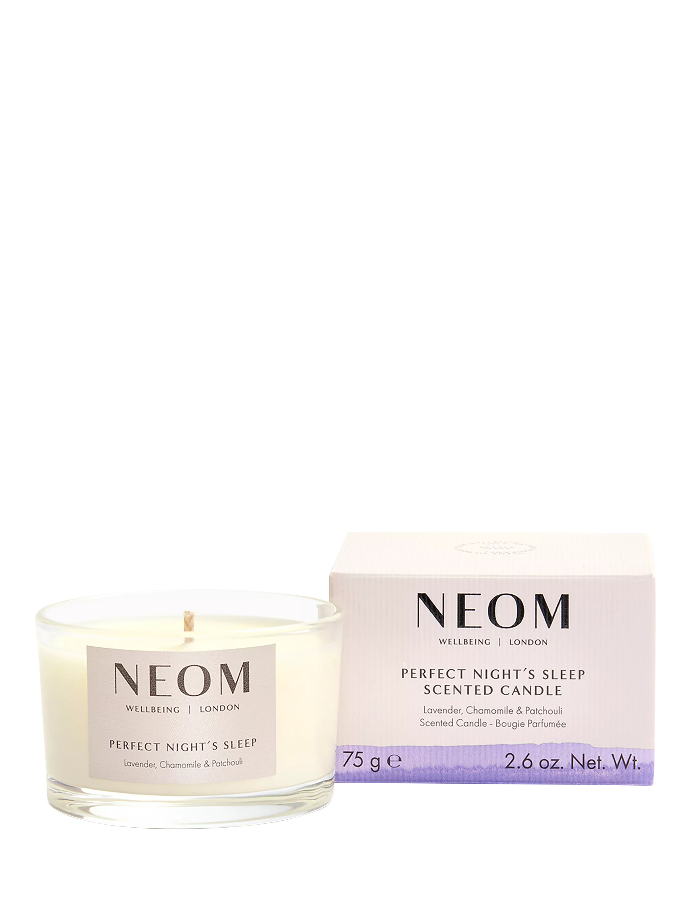 NEOM travel scented candle for sleep, imported from the UK