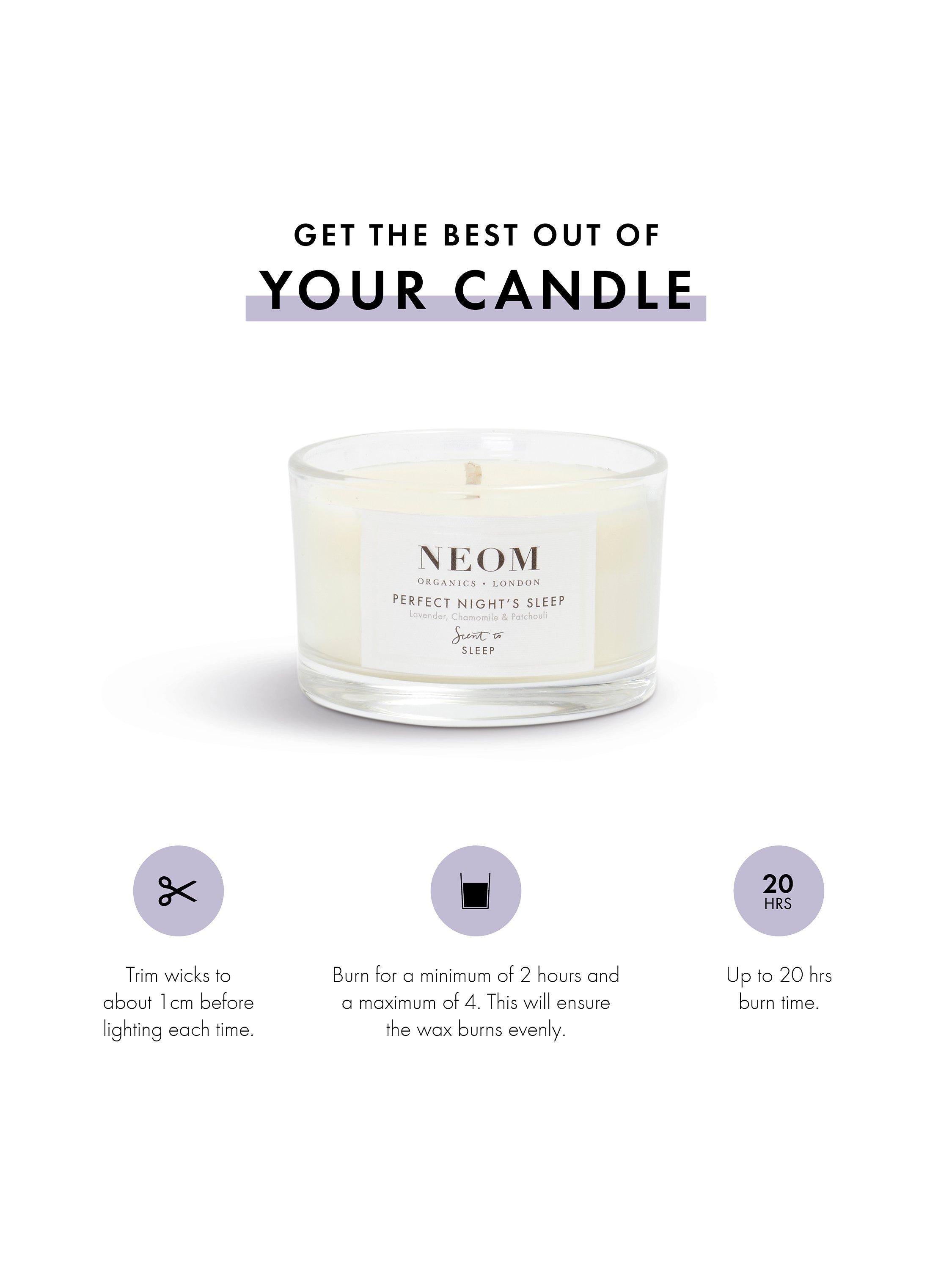 NEOM travel scented candle for sleep, imported from the UK