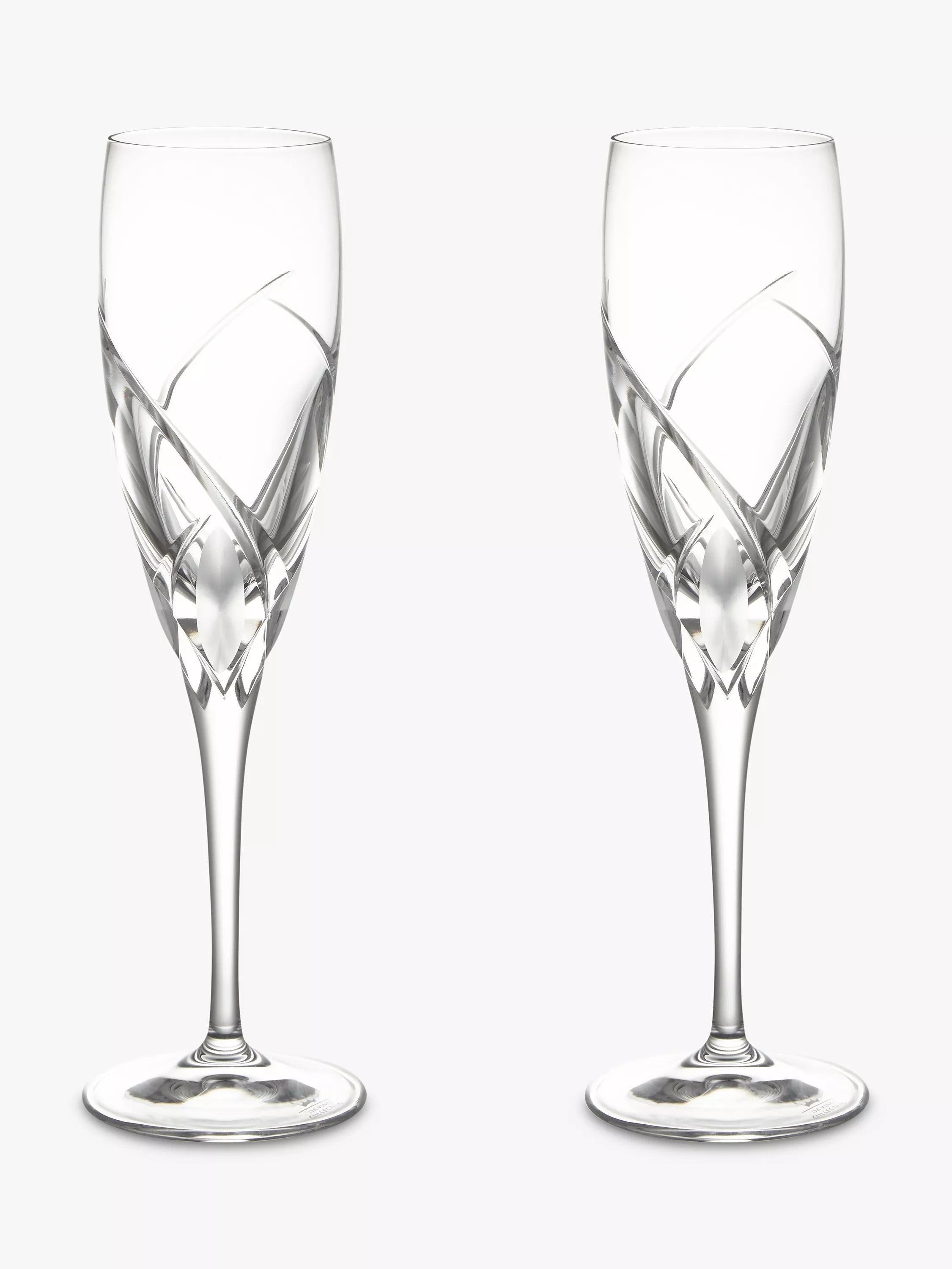 John Lewis Grosseto cut crystal glass champagne flutes set of 2 160ml, UK version
