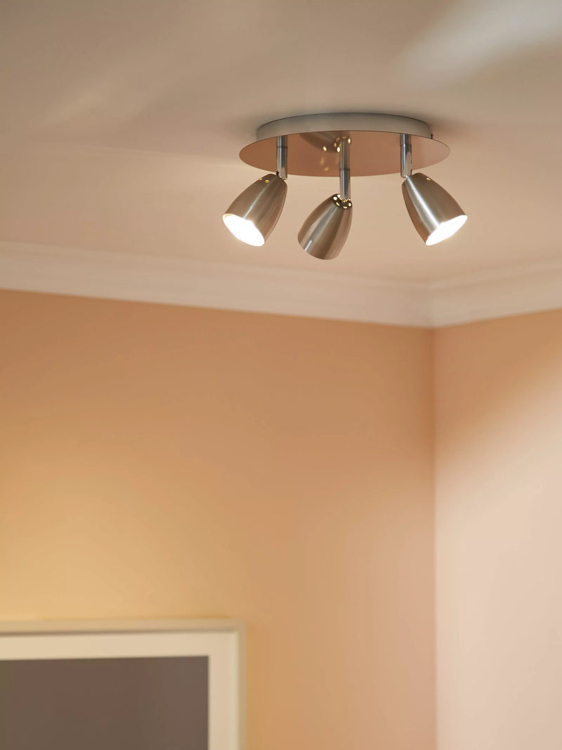 John Lewis Thea GU10 LED 3 spotlight ceiling plate chrome (British brand)