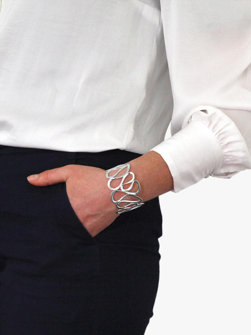 Nina B sterling silver wavy cuff bangle - British product