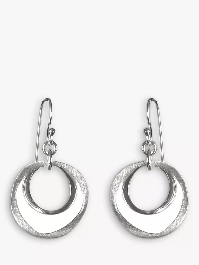 Nina B sterling silver open circle drop earrings 2.5cm - British product