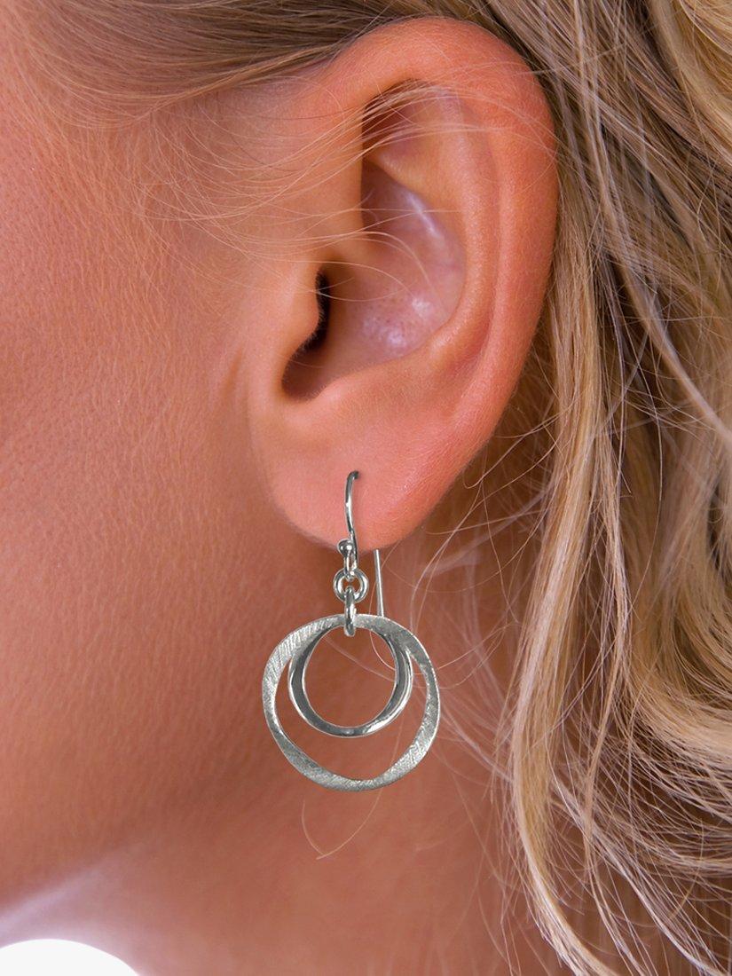 Nina B sterling silver open circle drop earrings 2.5cm - British product