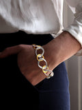 Nina B open-link bracelet silver and gold 20cm, imported from the UK
