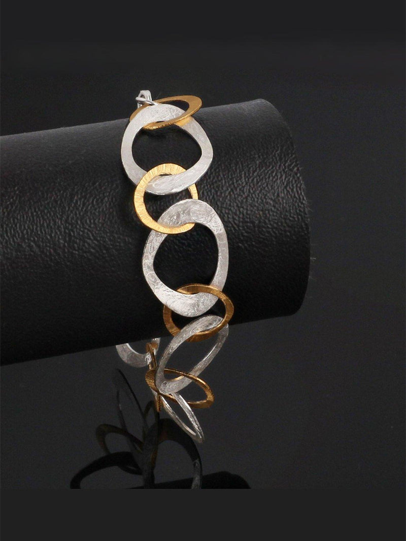 Nina B open-link bracelet silver and gold 20cm, imported from the UK
