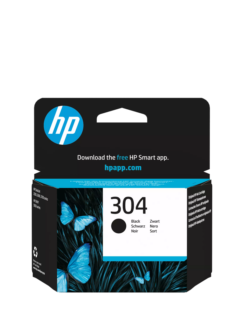 HP 304 black original ink cartridge, imported from the UK