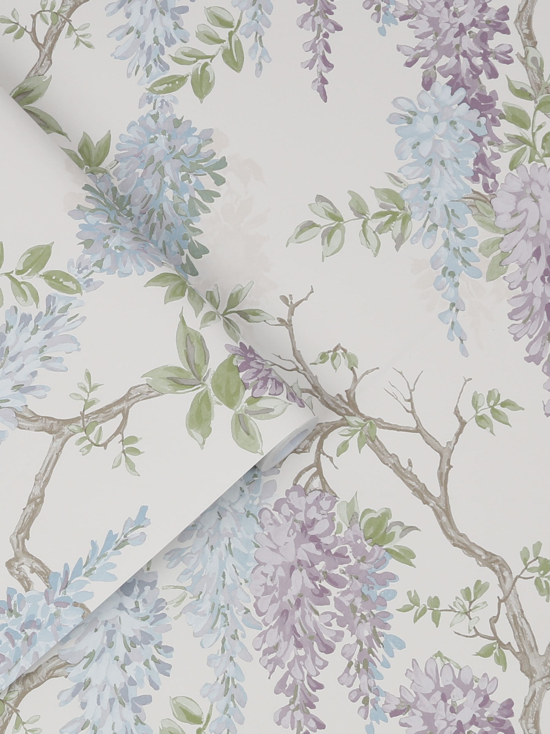 ورق حائط Laura Ashley بلون الخزامى الباهت (Wisteria) بحديقة، 10 أمتار - منتج بريطاني