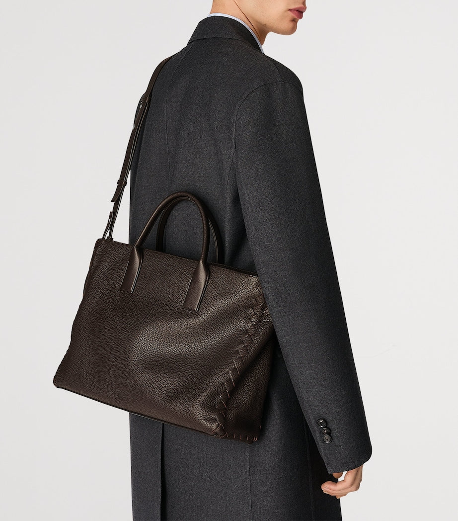 Bottega Veneta large grained leather interview briefcase, UK version