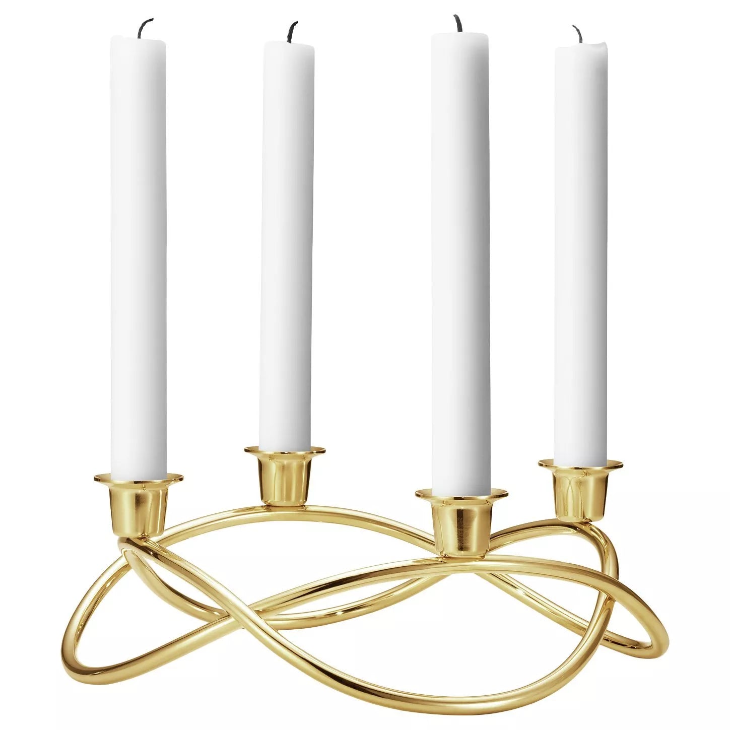 Georg Jensen Season gold plated candlestick holder 26cm (British brand)