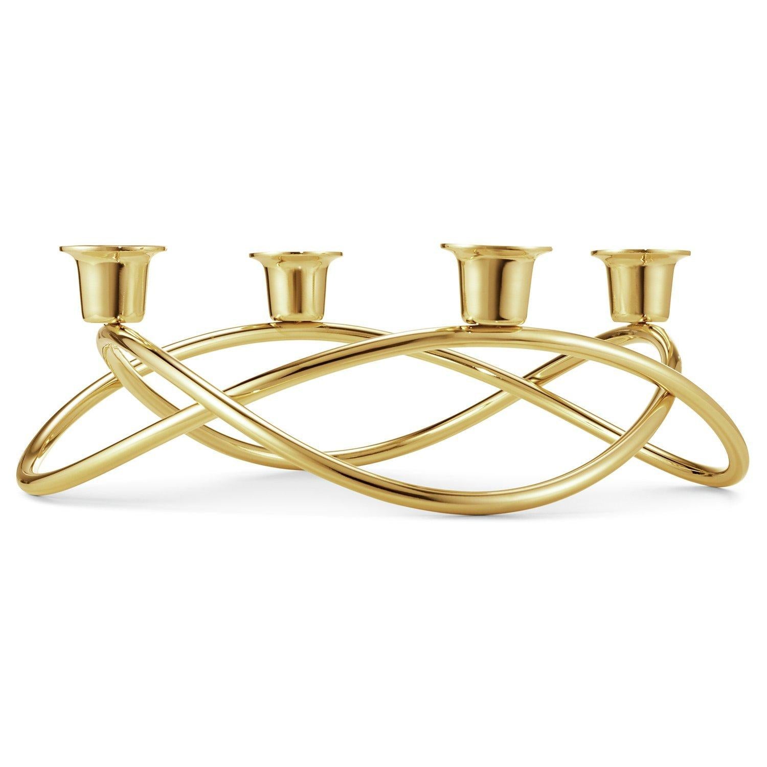 Georg Jensen Season gold plated candlestick holder 26cm (British brand)