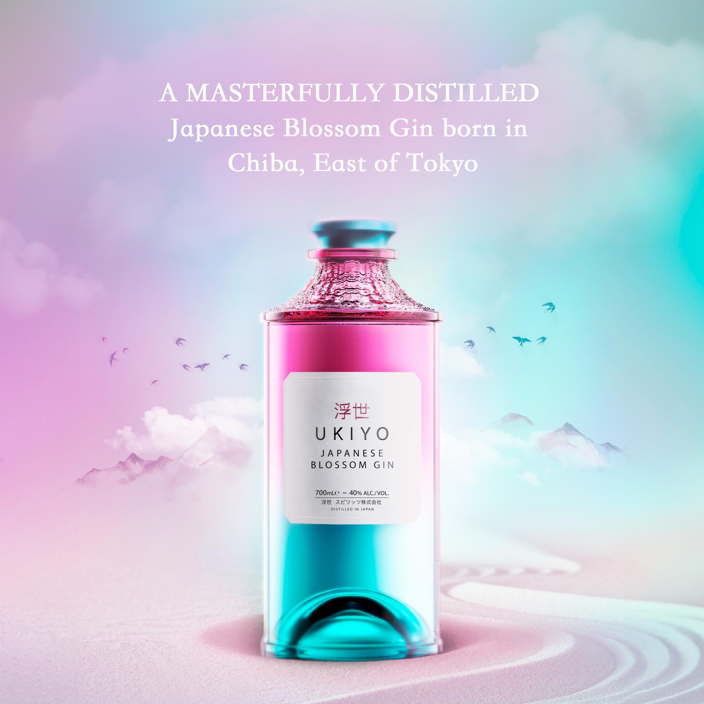 UKIYO Japanese Blossom Gin 700ml glass bottle (British brand)