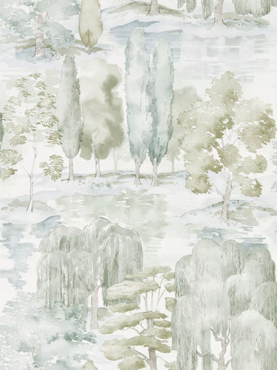John Lewis Watercolour Wallpaper with English Estate and Tree Design- Buy online at McGrocer