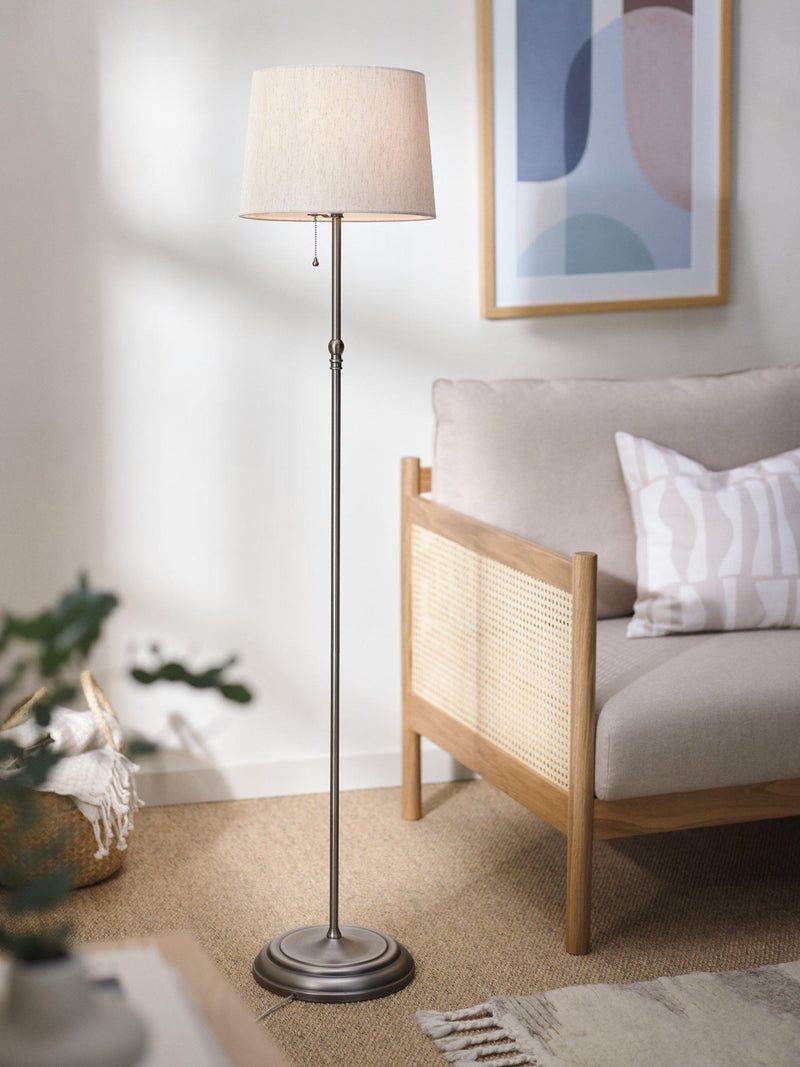 John Lewis large floor lamp with oval linen shade (British brand)