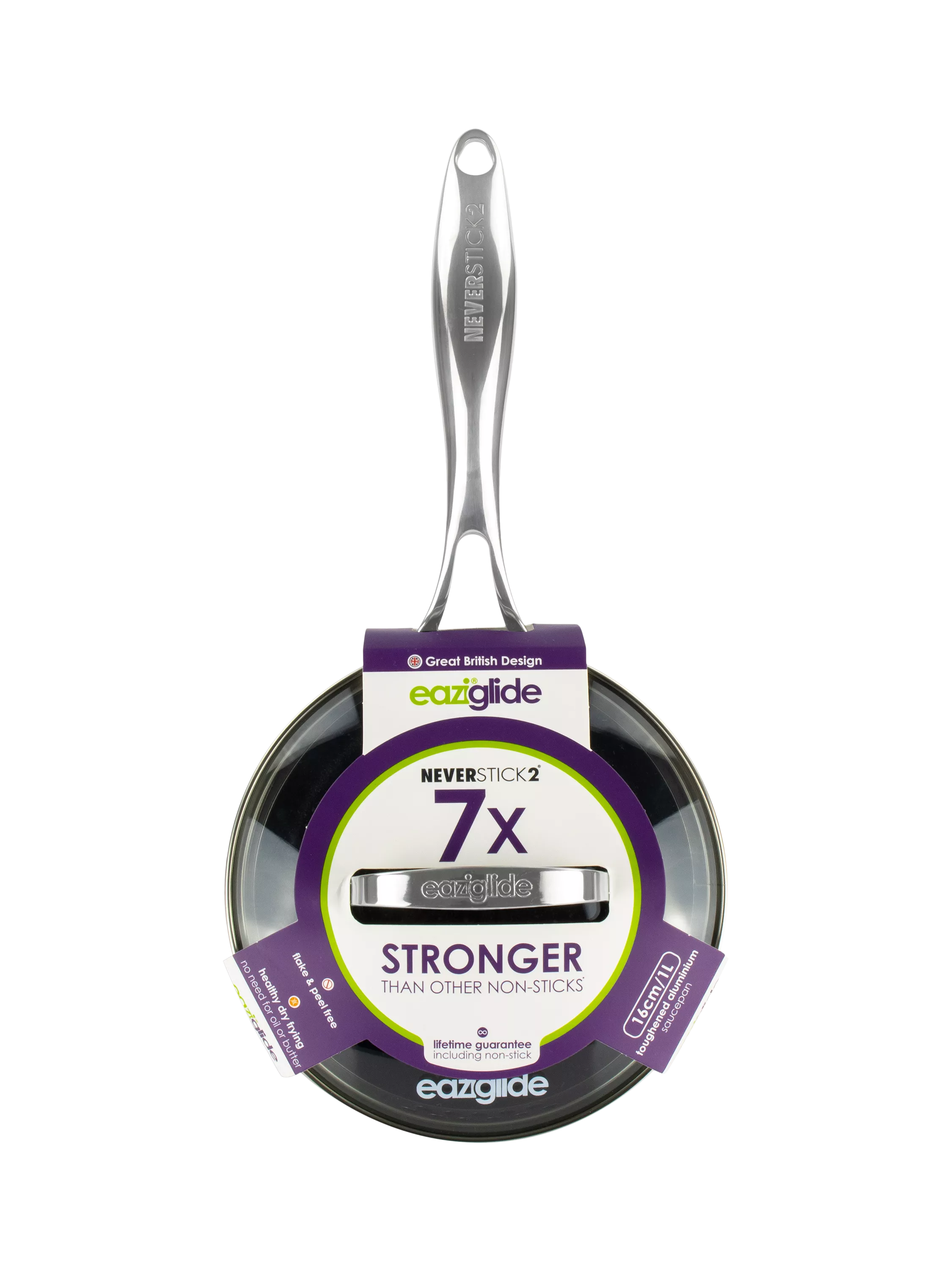Eaziglide Neverstick2 aluminium non-stick saucepan 16cm - British product