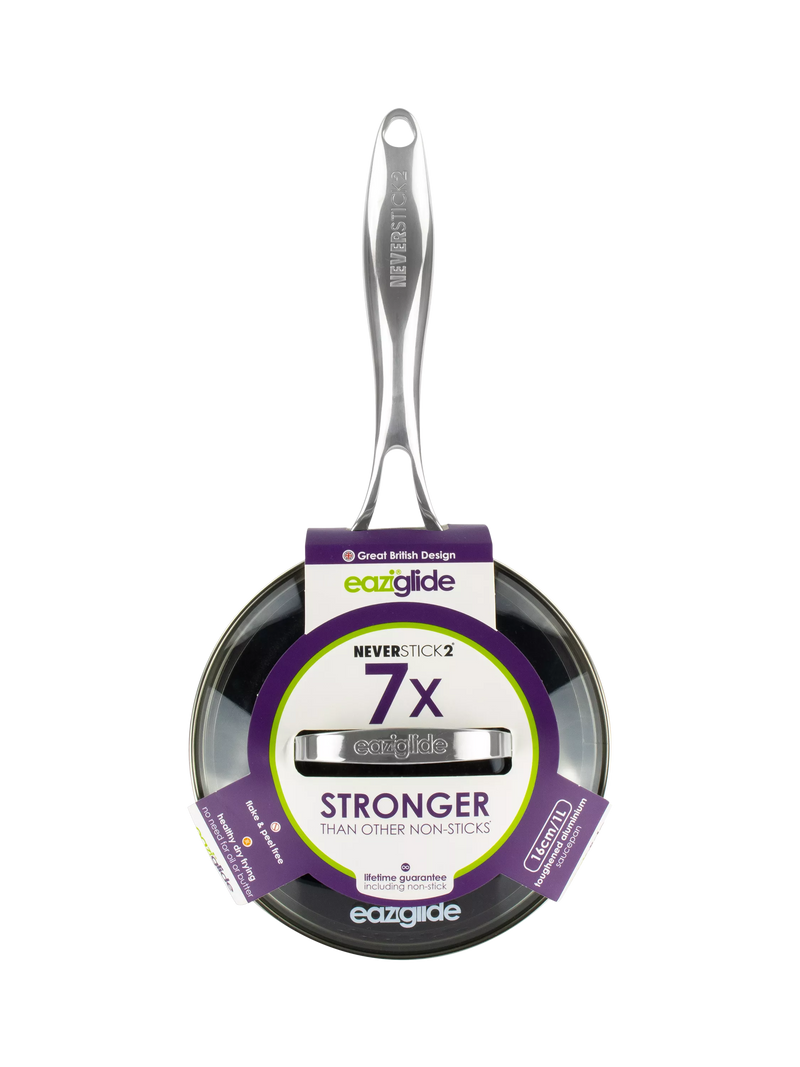 Eaziglide Neverstick2 aluminium non-stick saucepan 16cm - British product