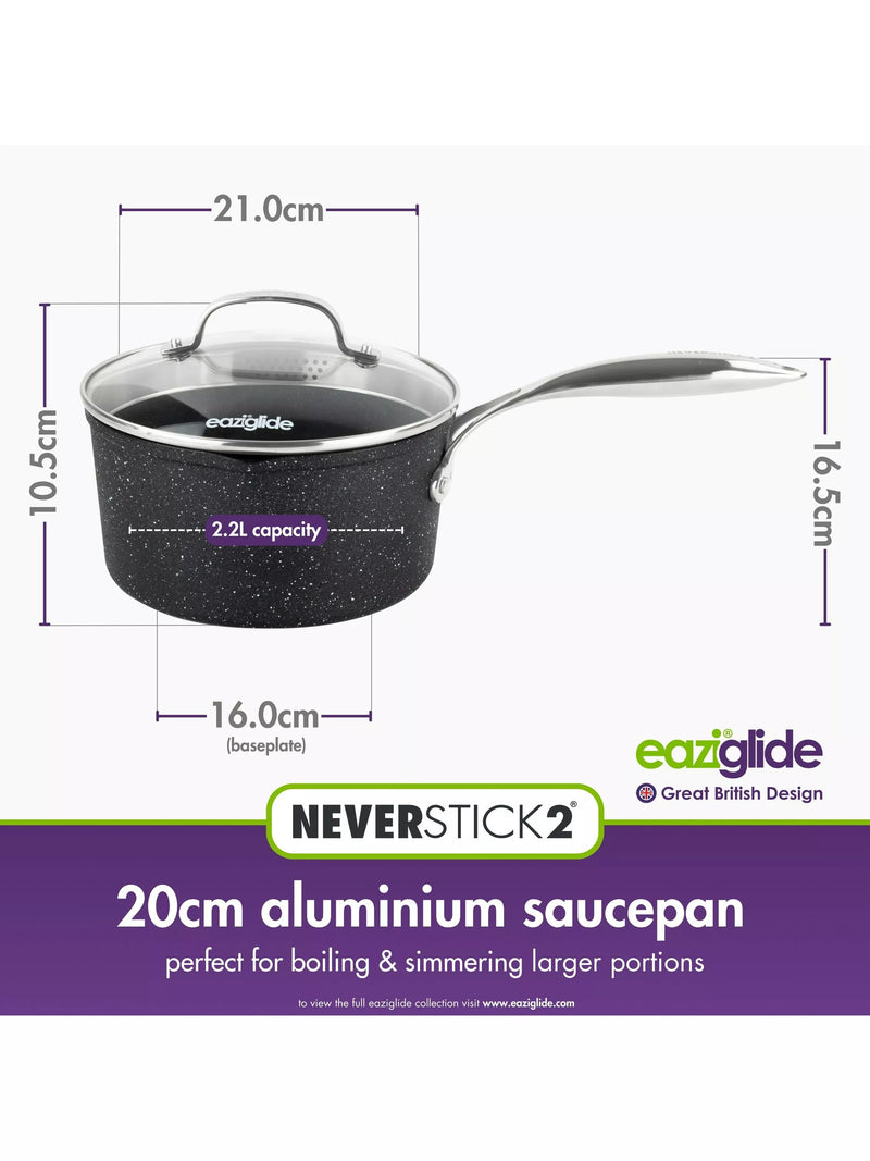 Eaziglide Neverstick2 Aluminium Non-Stick Saucepan 20cm - British product