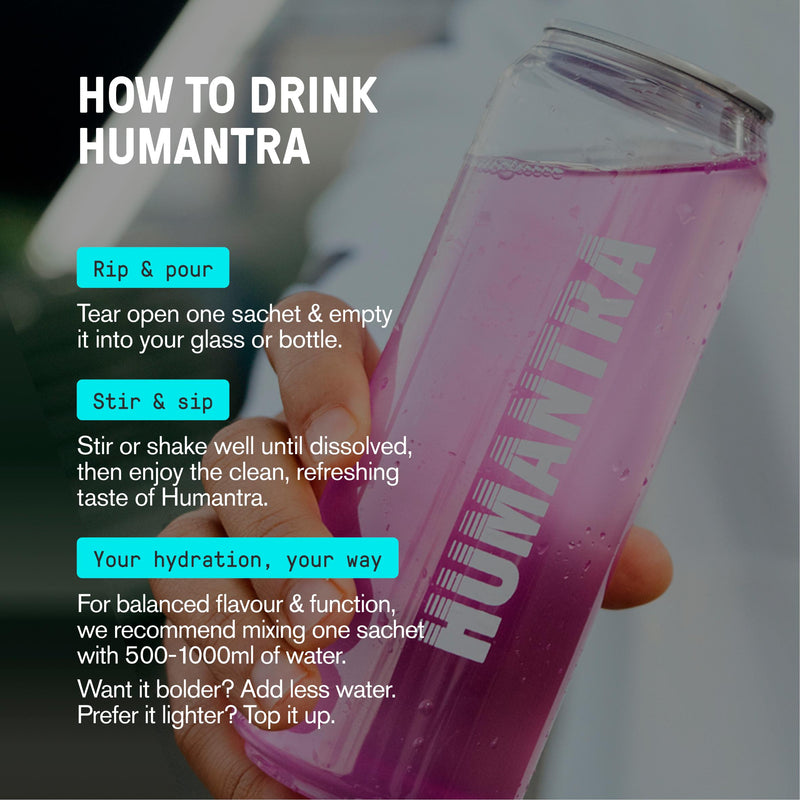 Humantra lychee zero sugar electrolyte drink sachets 6x3.9g, imported from the UK