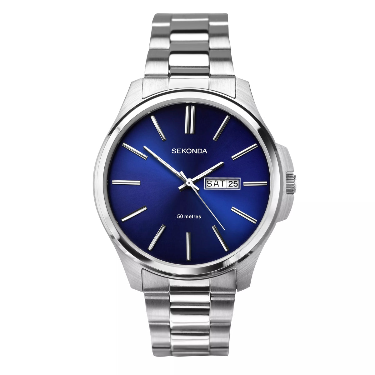Sekonda men's day date watch 38mm steel, imported from the UK