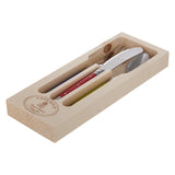 Laguiole children's stainless steel cutlery set with iridescent handles, 3 piece, UK version